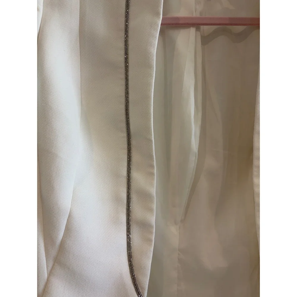 White House Black Market White Chain Trim Open Front Blazer 570244983 Size 2